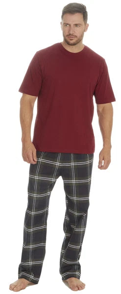 Cargo Bay Mens Jersey Top & Woven Check Pyjama Lounge Set
