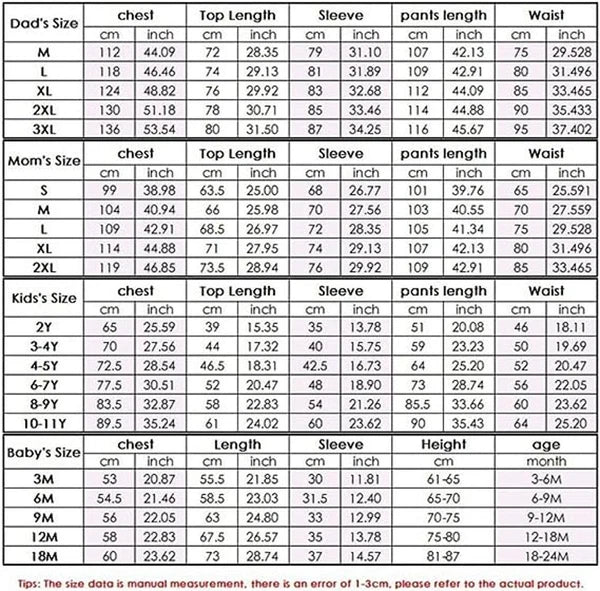 Family Christmas Fashion Xmas Matching PJs Set Sleepwear Kids Adult Nightwear