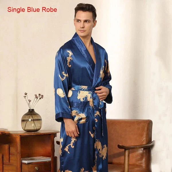 2024 New Men's Satin Pajama Robe and Pants Pajama Set Hot