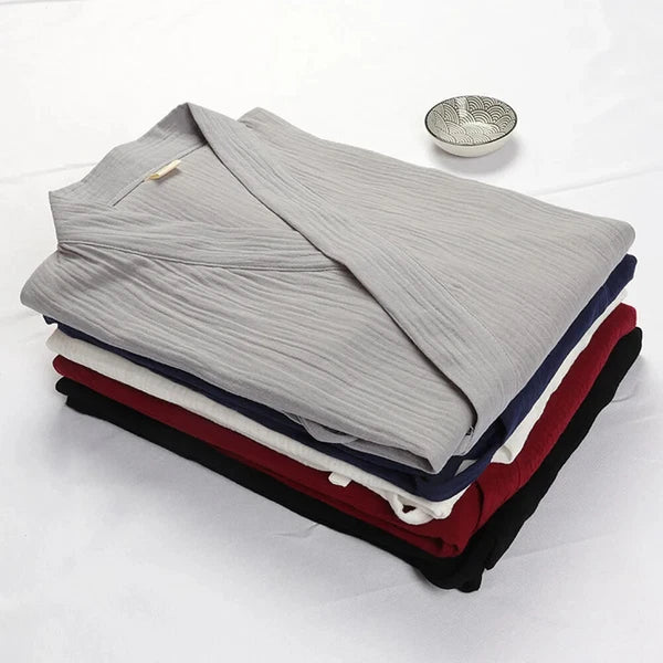 Cotton Japanese Kimono Pajamas Men Long-sleeve Trousers Casual Sleepwear