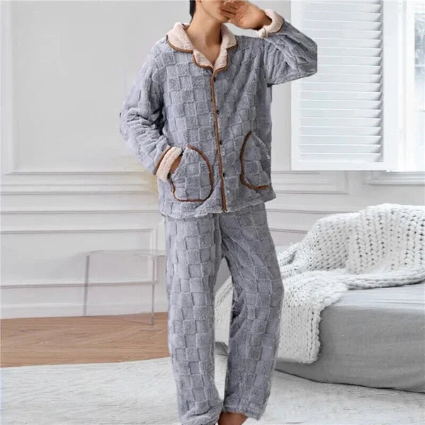 2023 Men's winter thick coral velvet pajamas, pants, long sleeves, two-piece set