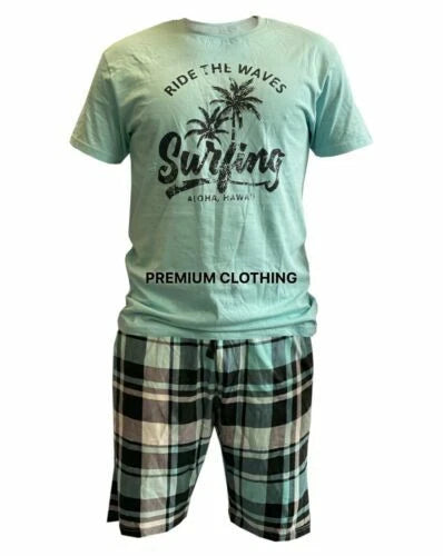 EX STORE Mens Shorty COTTON Pyjamas Shorts Sleeve Set Nightwear Pjs Loungewear