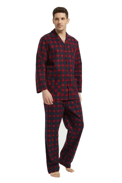 Amaxer Men’s Pajamas Set 100% Cotton Flannel Long Sleeves Pajamas For Men PJs