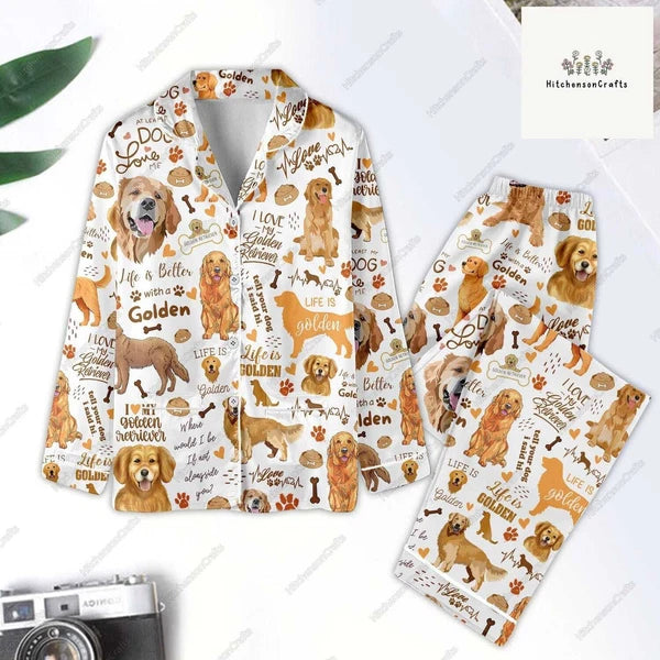 Golden Retriever Pajamas Set, Golden Retriever Pajamas Family, Golden Retriever