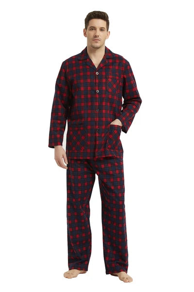 Amaxer Men’s Pajamas Set 100% Cotton Flannel Long Sleeves Pajamas For Men PJs