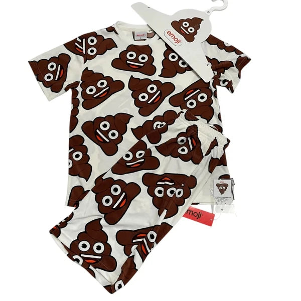 Funny Poop Emoji Pajamas Set Unisex Short Sleeve Loungewear Cute Poo  Gift