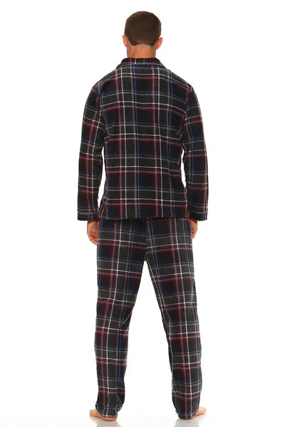 Men Fleece Pajama Set, Classic Premium Plaid Flannel Lounge Pajama Pant Set