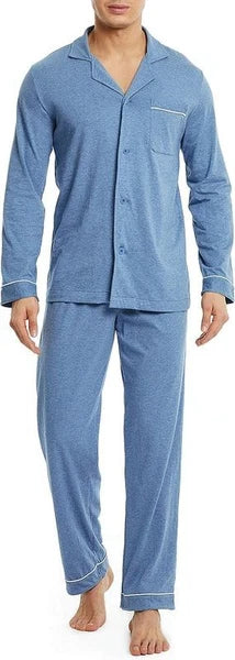 DAVID ARCHY Mens Pajamas Set Soft Cotton Notched Collar Pajamas for Men Long Sle