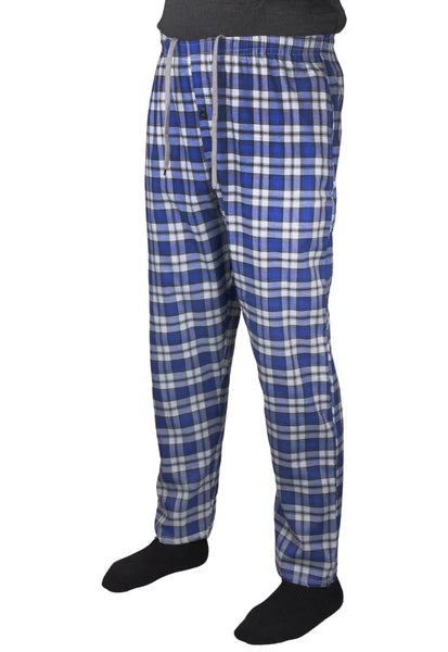 2 Pack Mens Pyjama Bottoms Cotton Check Woven Nightwear Check Lounge Pants
