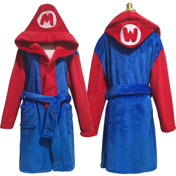 Game Super Mario Bathrobe Pajamas Cosplay Adult Kids Sleepwear Nightgown Costume