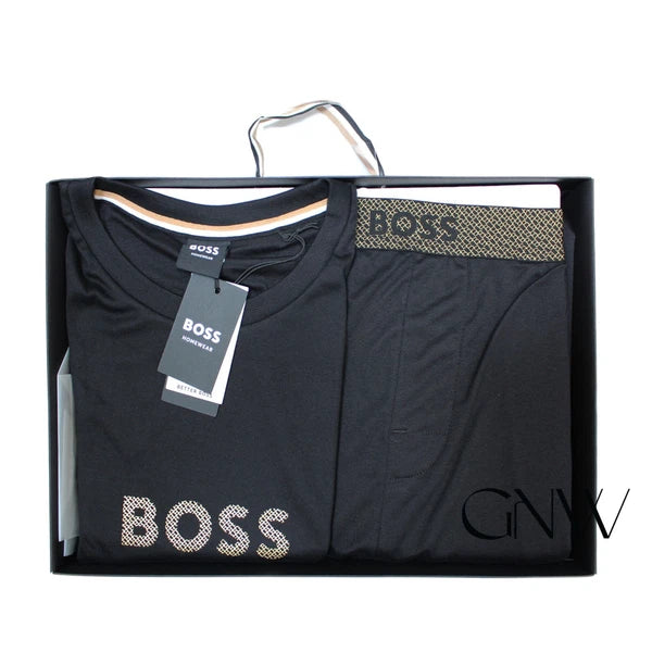 BOSS MEN'S METALLIC-BRANDING PYJAMAS IN INTERLOCK COTTON GIFT-BOX Was £99