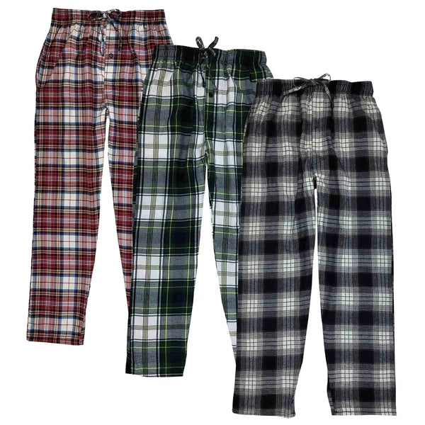 3 Pack Pajama Lounge 100% Cotton Pants Bottoms Sleepwear PJs S-6XL (Big & Tall)