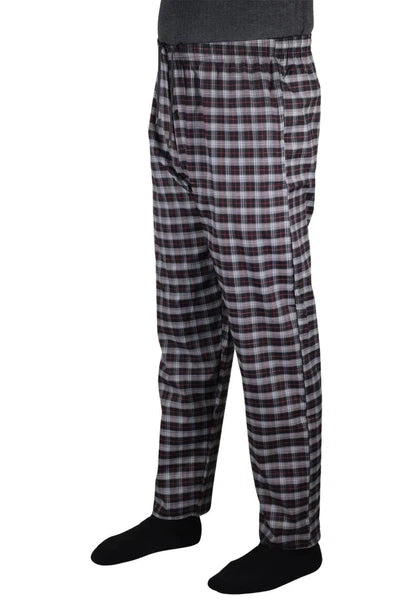 2 Pack Mens Pyjama Bottoms Cotton Check Woven Nightwear Check Lounge Pants