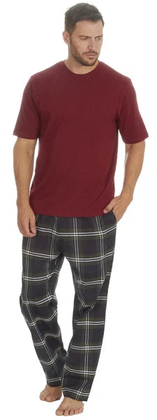Cargo Bay Mens Jersey Top & Woven Check Pyjama Lounge Set