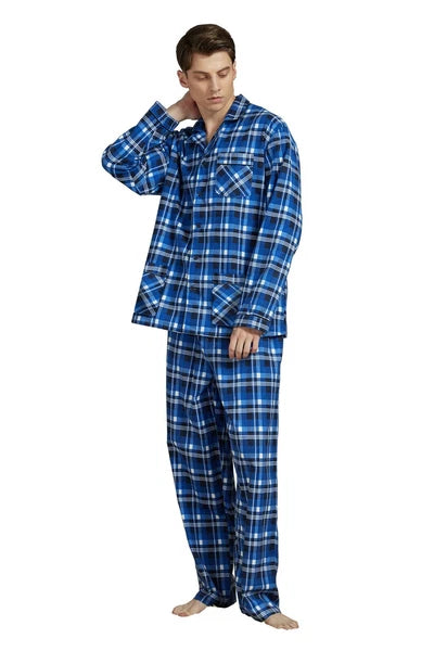 Amaxer Men’s Pajamas Set 100% Cotton Flannel Long Sleeves Pajamas For Men PJs