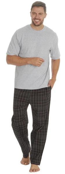 Cargo Bay Mens Jersey Top & Woven Check Pyjama Lounge Set