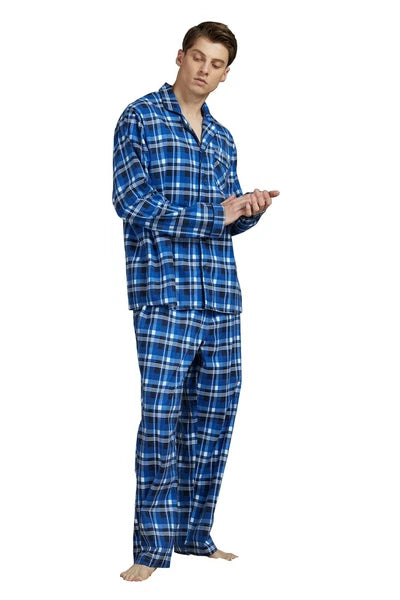 Amaxer Men’s Pajamas Set 100% Cotton Flannel Long Sleeves Pajamas For Men PJs
