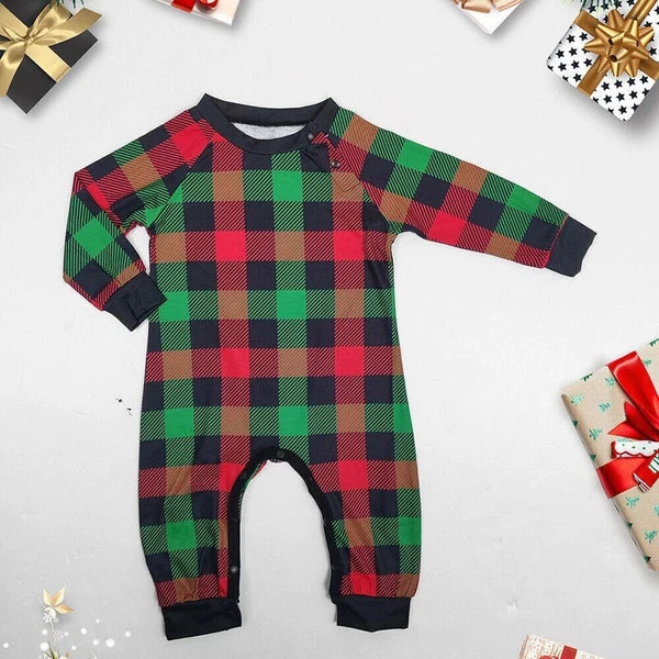 2025 Christmas Deer Grid Print Family Pyjamas Kids Adults Nightwear Pajamas Set*