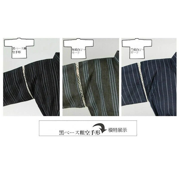 Men Japanese Kimono Pyjama Sets Yukata Jinbei Traditional Stripe Soft Nightwear