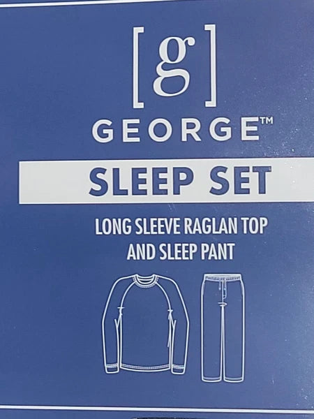 George Men's Sz Large Sleepwear Pajama 2pc Christmas Raglan Long Sleeve