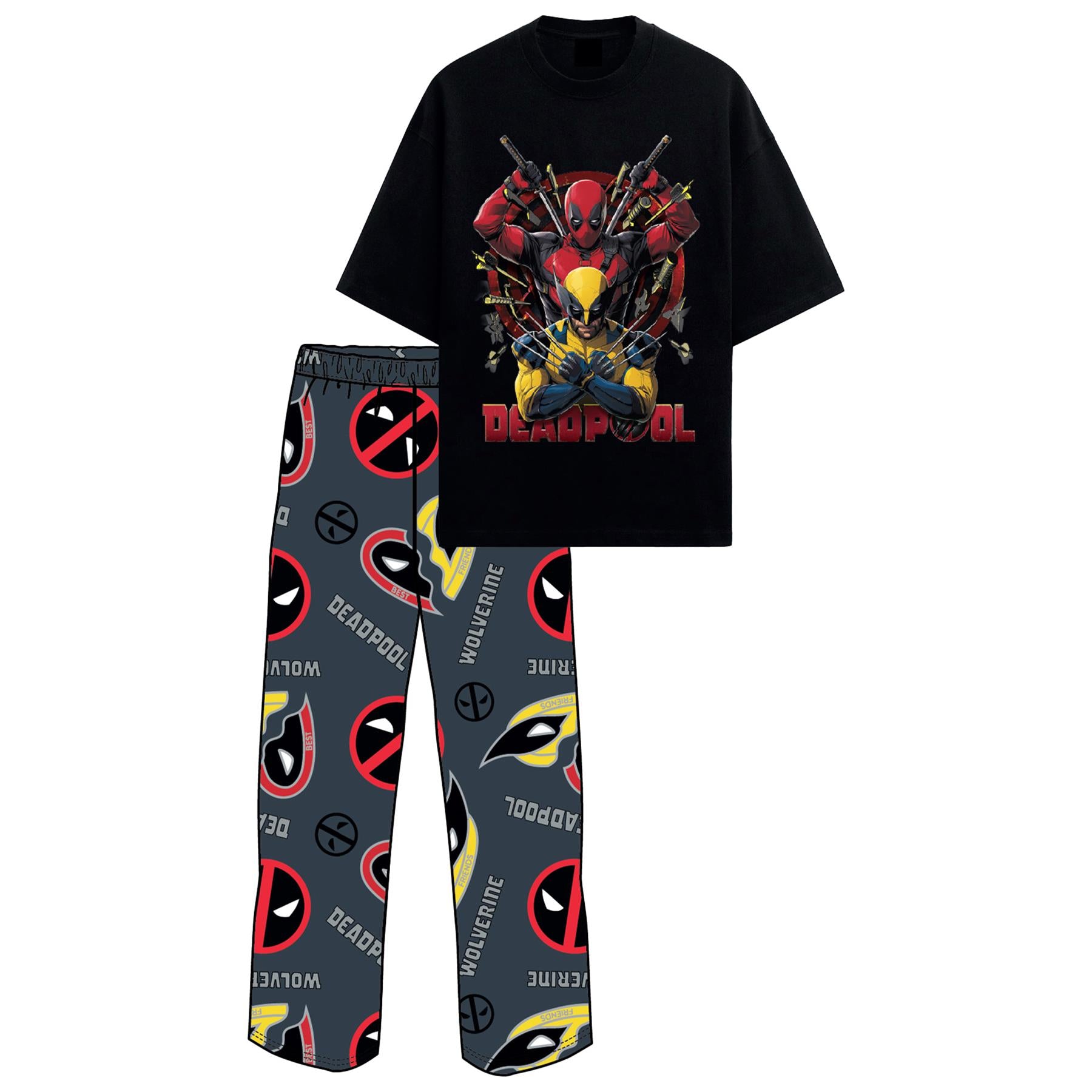 Mens Marvel Character Cotton Pyjamas Lounge Set Size S - 2XL