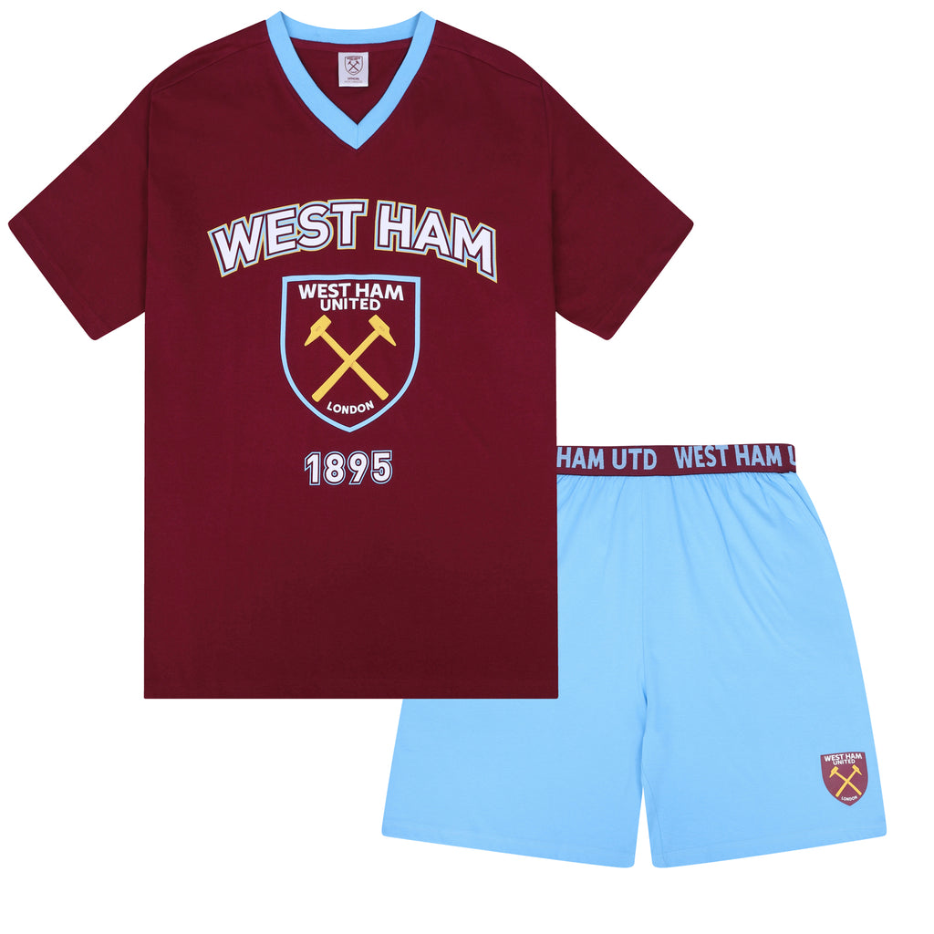 West Ham United FC Mens Pyjamas Short Loungewear OFFICIAL Football Gift