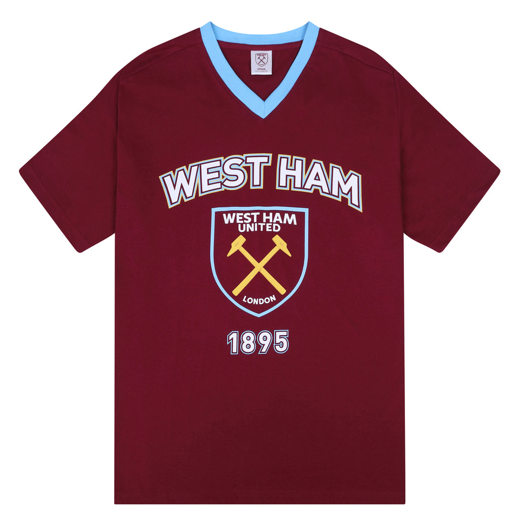 West Ham United FC Mens Pyjamas Short Loungewear OFFICIAL Football Gift