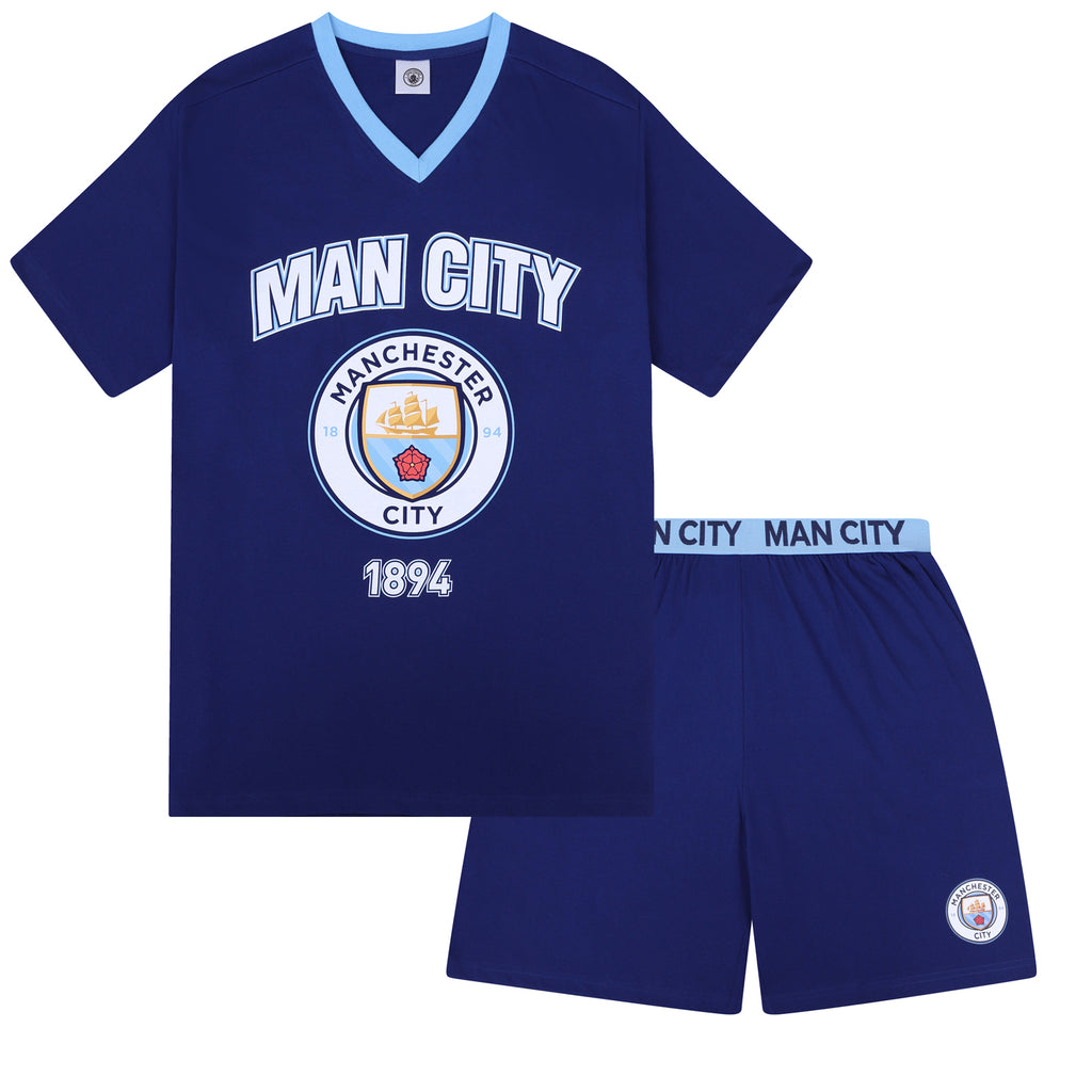 Manchester City Mens Pyjamas Short Loungewear OFFICIAL Football Gift