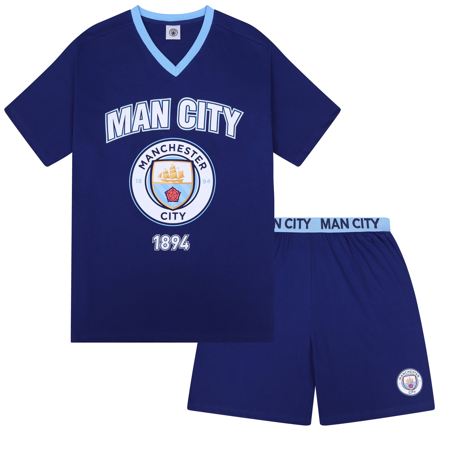 Manchester City Mens Pyjamas Short Loungewear OFFICIAL Football Gift