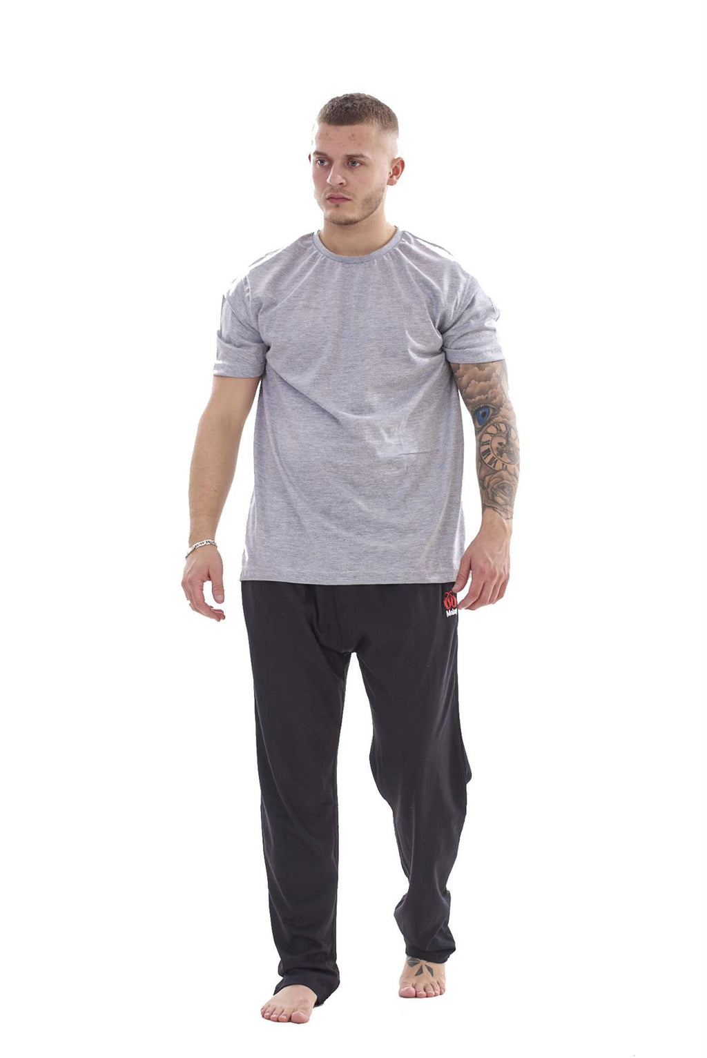 Mens Cotton Pyjama Set Jersey Top Pants Lightweight Loungewear Nightwear M-XXL