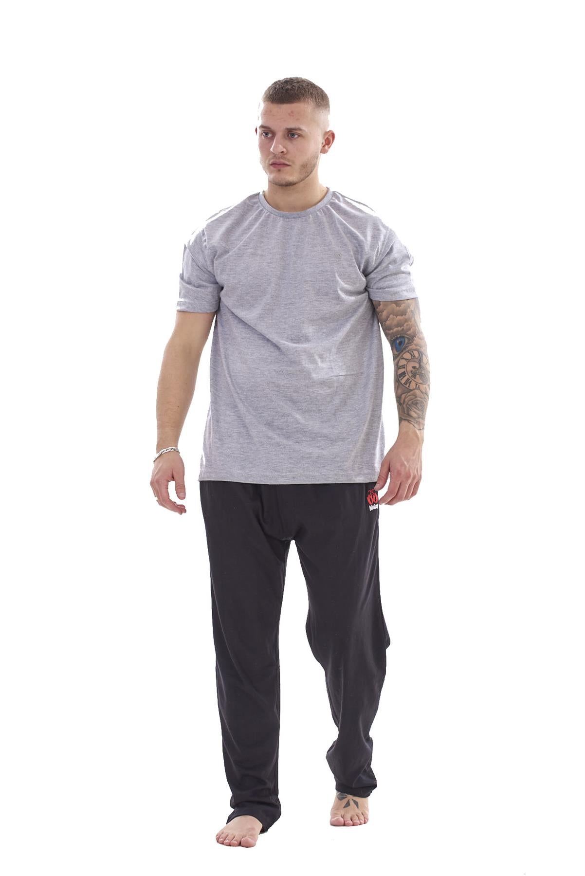 Mens Cotton Pyjama Set Jersey Top Pants Lightweight Loungewear Nightwear M-XXL