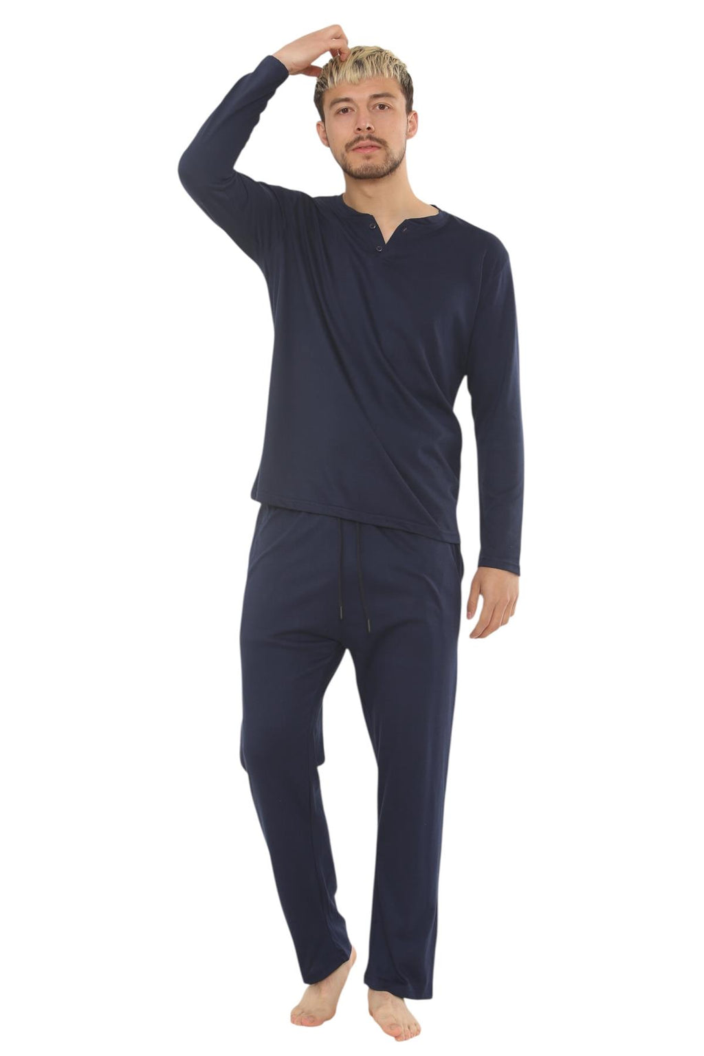 Mens Jersey Pyjama Set Long Sleeve Lounge Sleepwear Loungewear M to XXL