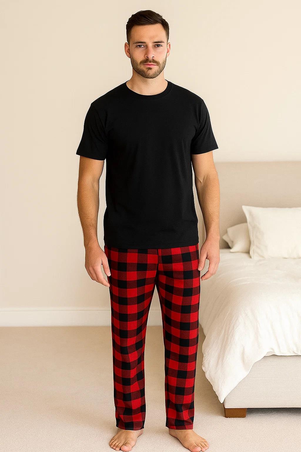 Mens Pyjamas Set Short Long Sleeve Two Piece TShirt Lounge Trouser PJ Nightwear