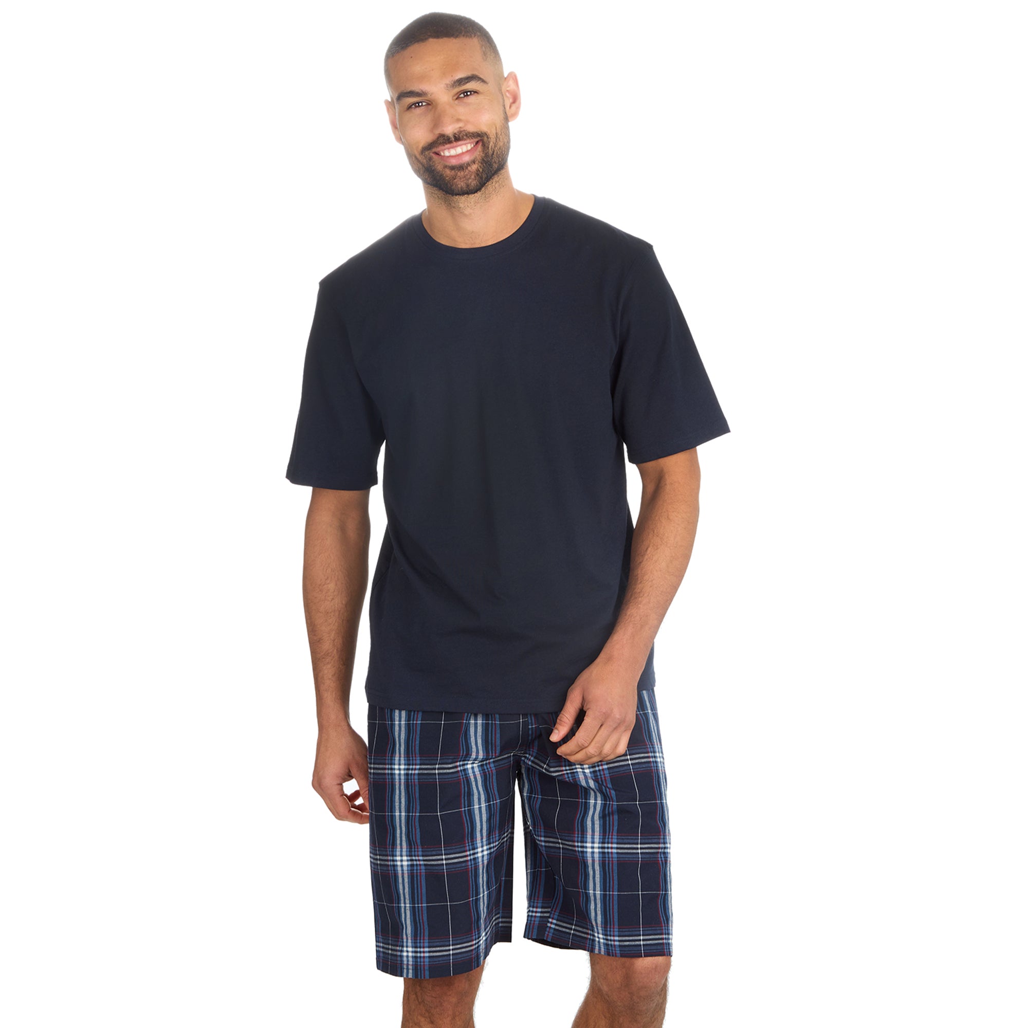 Mens 2-Piece Pyjama Set Short Sleeve T-Shirt Bottoms Loungewear Set S M L XL XXL