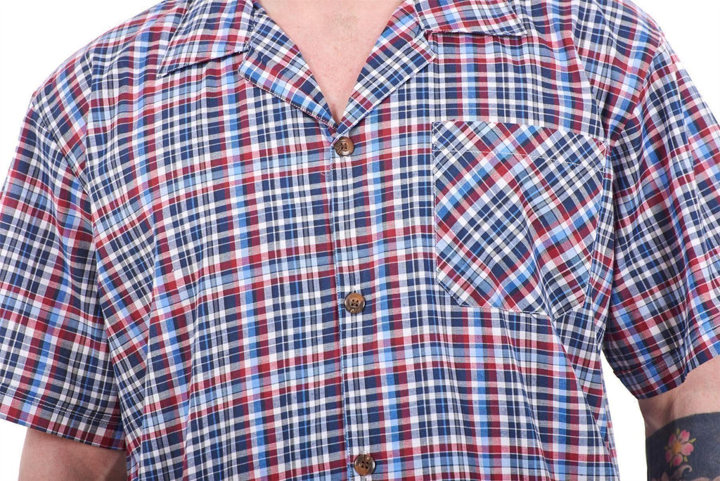 Mens Yarn Dyed Woven Pyjama Set Regular Big Size Check Cotton Blend Shorts M-5XL