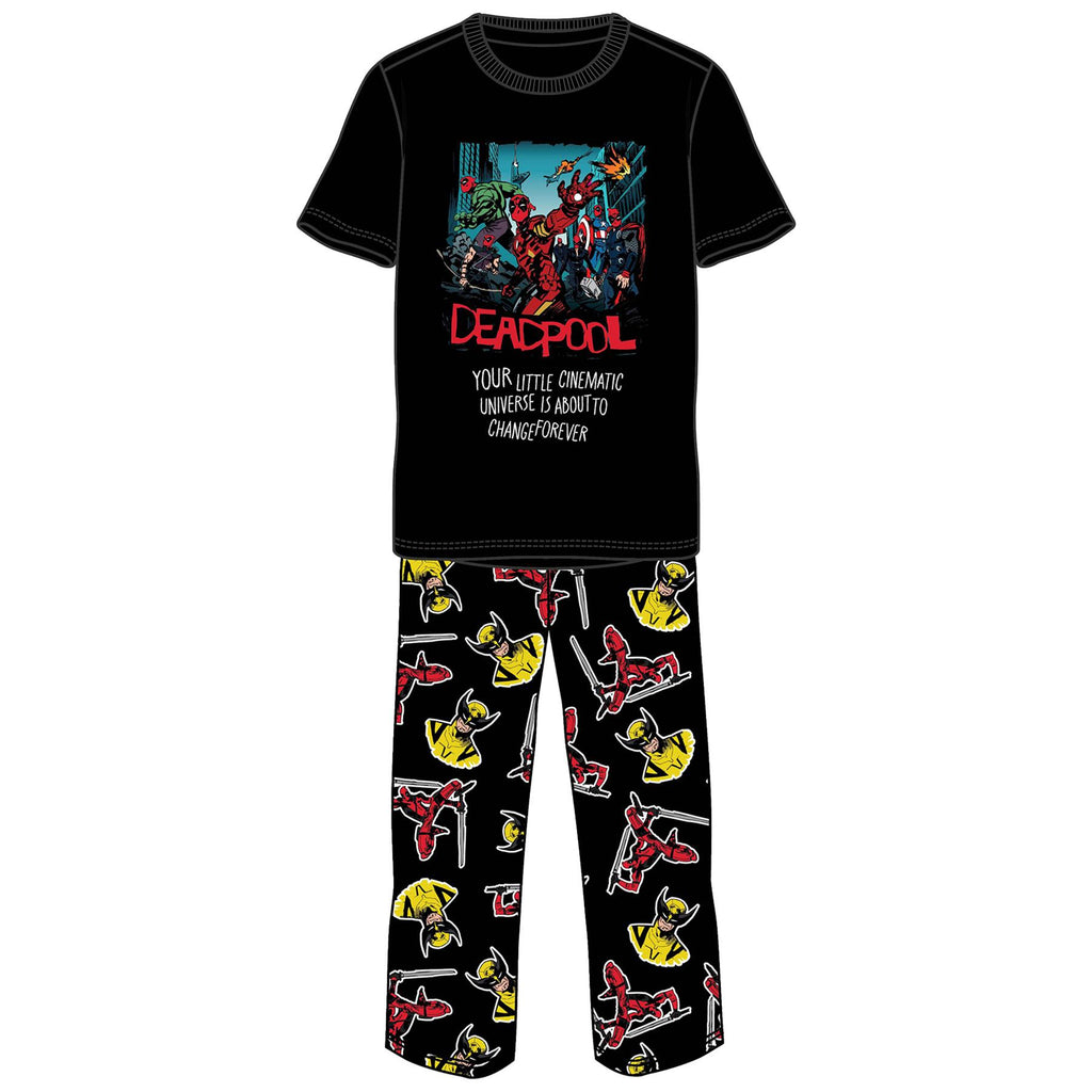 Mens Marvel Character Cotton Pyjamas Lounge Set Size S - 2XL