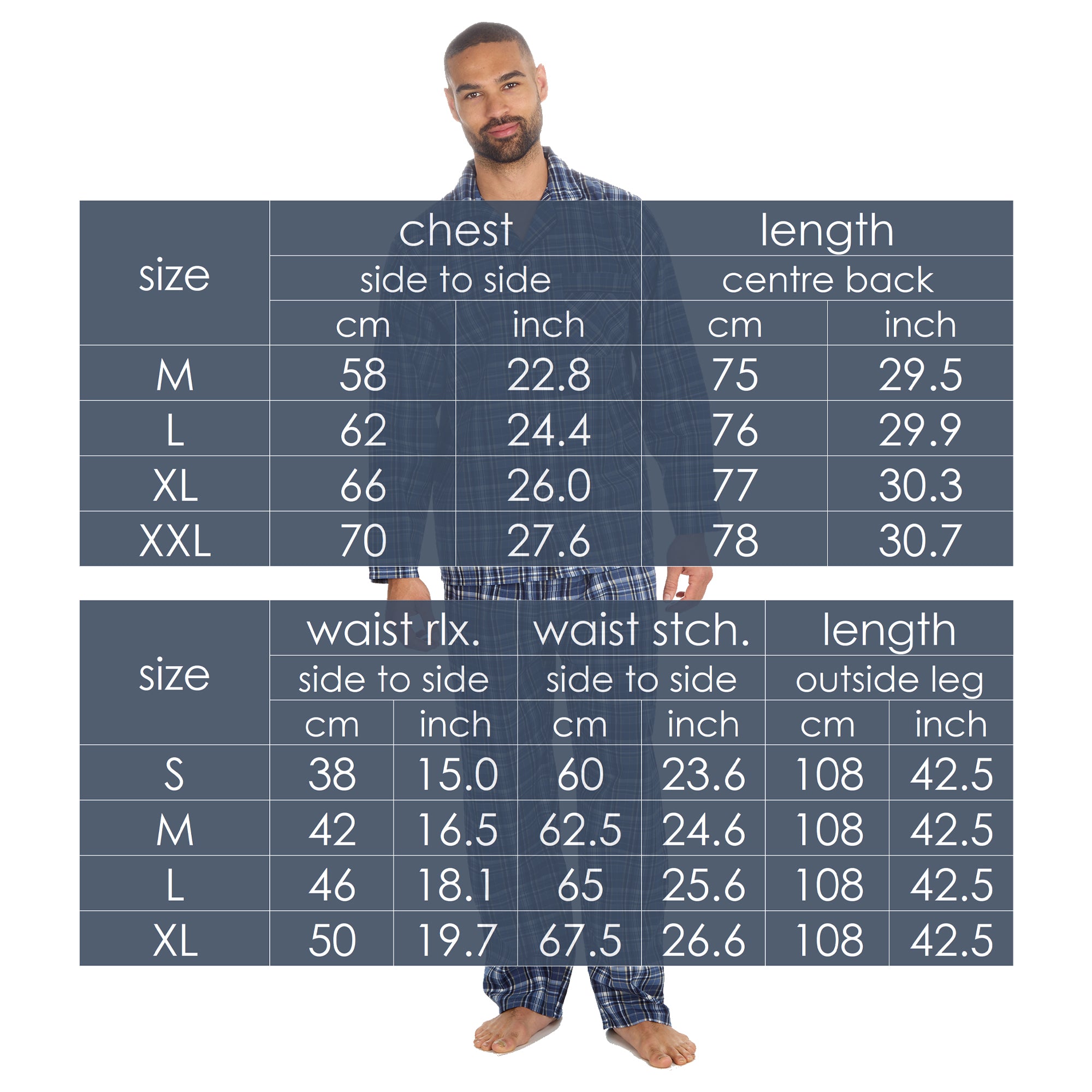 Mens 2-Piece Lounge Set Long Sleeved Shirt Long Pants Set Flannel PJs Loungewear