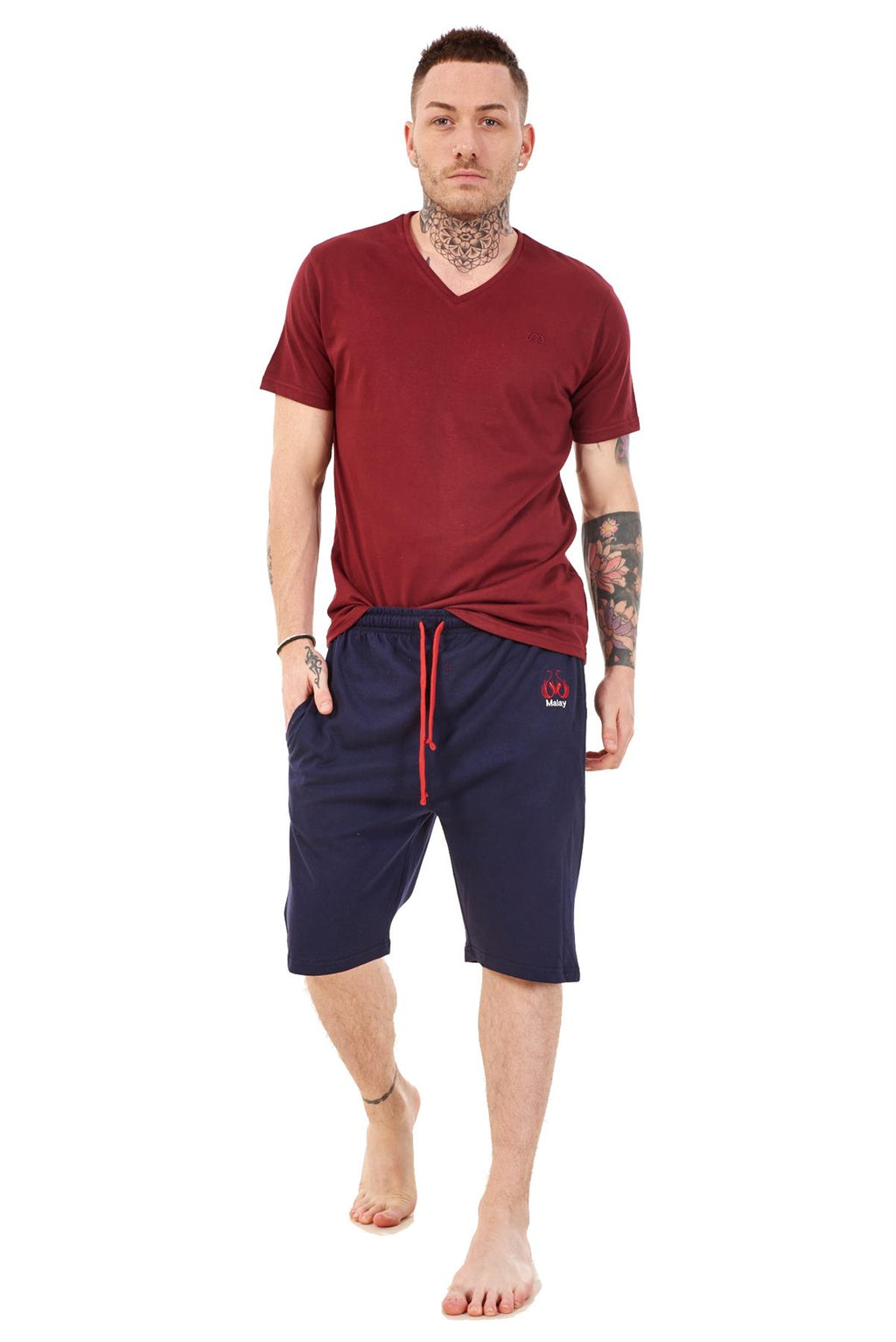Mens Summer V-Neck T-Shirt & Shorts Set Lounge Gym Casual Tracksuit Outfit