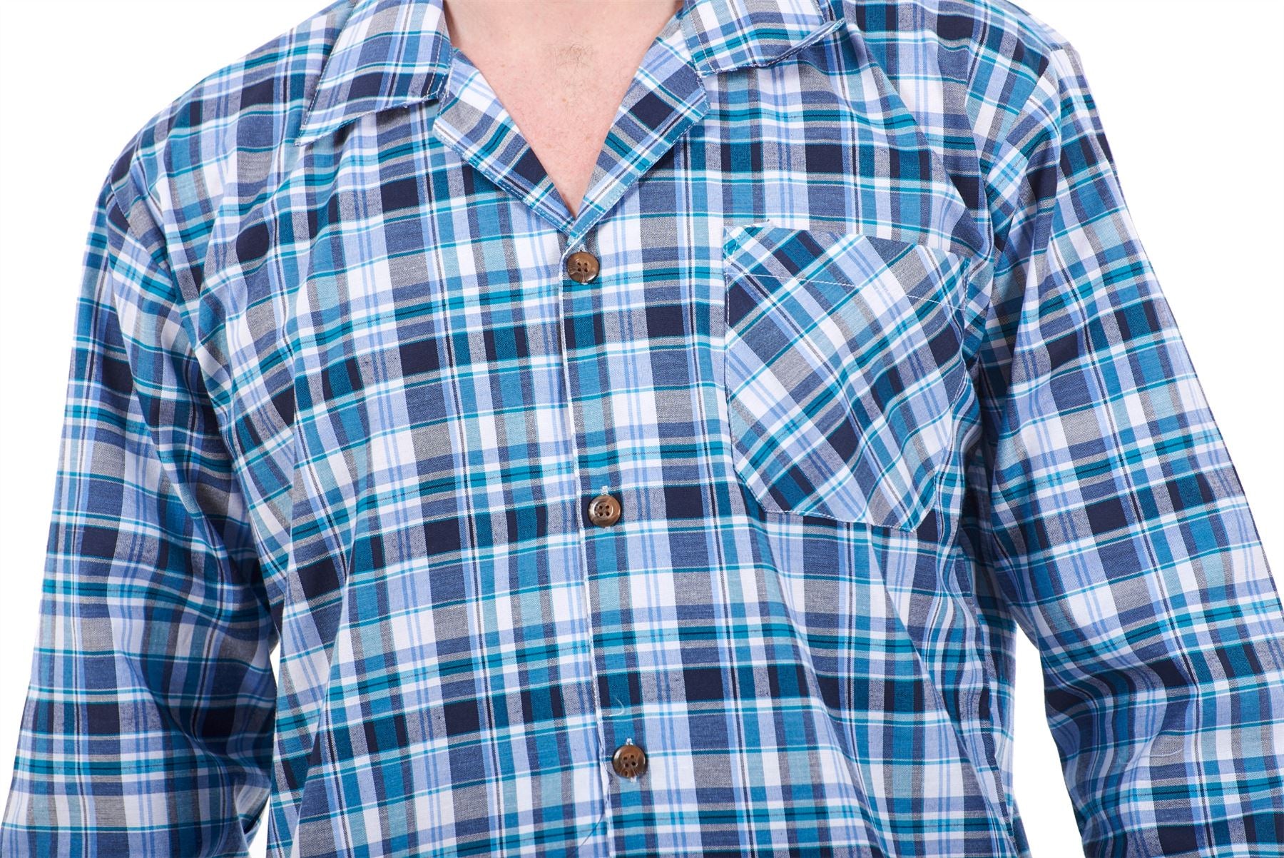 Mens Pyjama Set Yarn Dyed Woven Check Cotton Blend Loungewear Regular Big Size