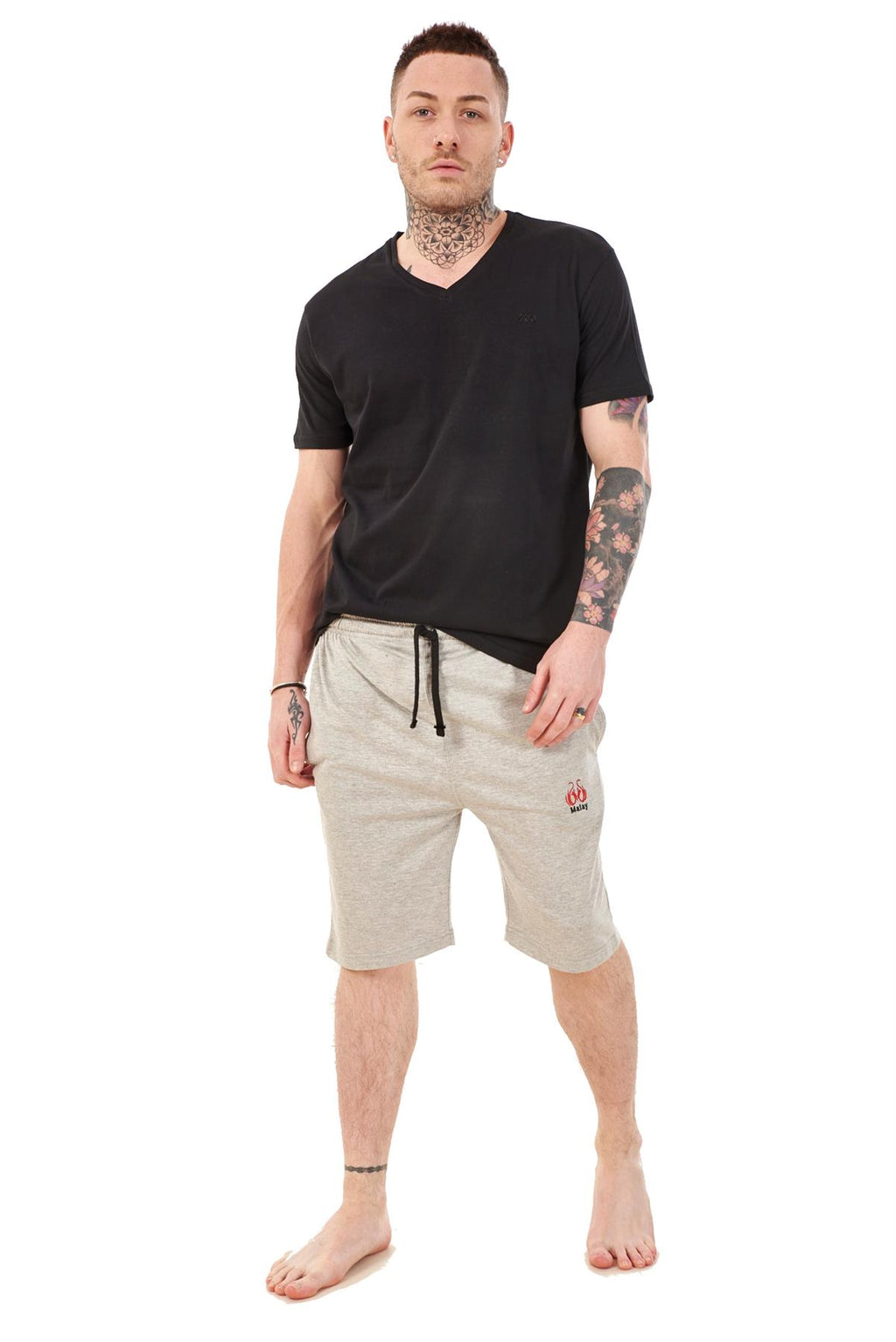 Mens Summer V-Neck T-Shirt & Shorts Set Lounge Gym Casual Tracksuit Outfit