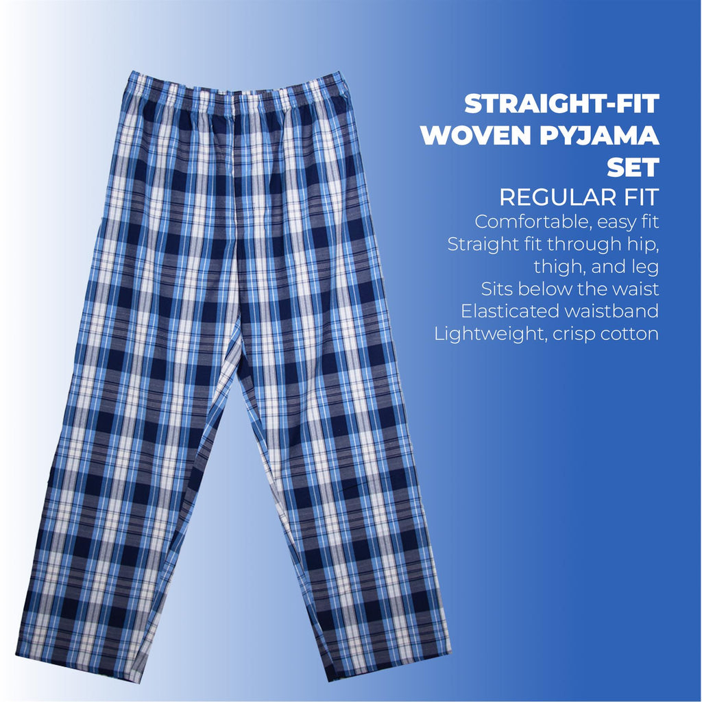 Mens  Oxford Woven Polycotton Plain Pyjama Set Nightwear Sizes S - 2XL