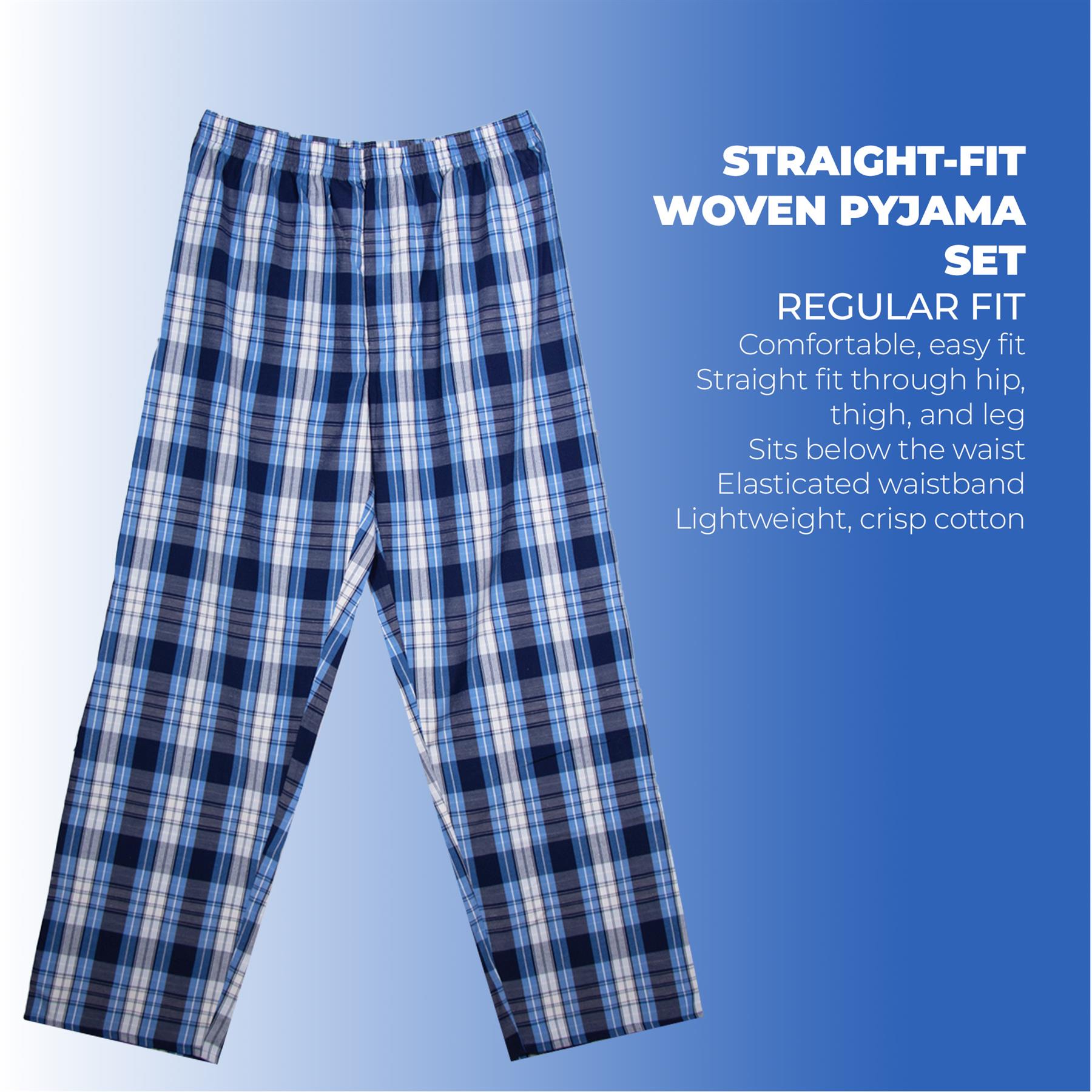 Mens  Oxford Woven Polycotton Plain Pyjama Set Nightwear Sizes S - 2XL