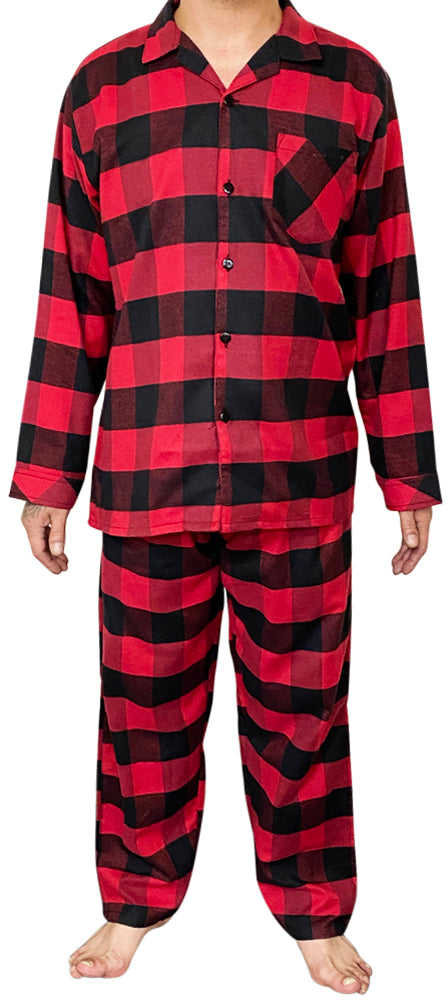 Norty Mens Cotton Poly Blend Yarn Flannel Pajama Lounge Sleep Sets