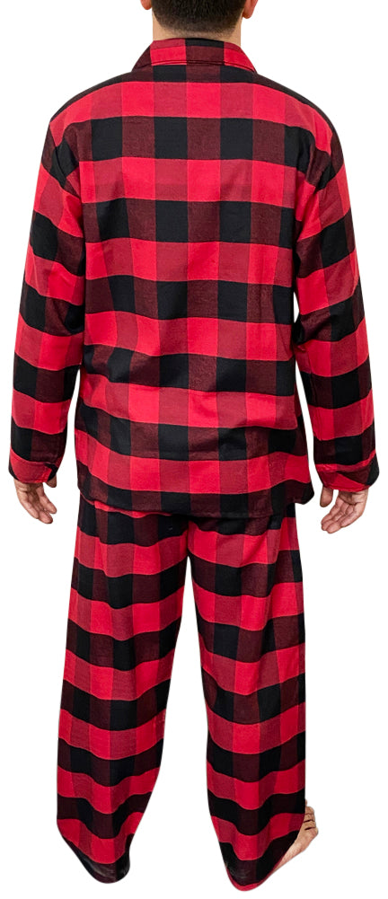 Norty Mens Cotton Poly Blend Yarn Flannel Pajama Lounge Sleep Sets