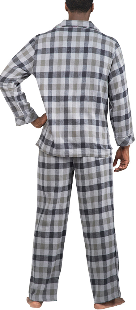 Norty Mens Cotton Poly Blend Yarn Flannel Pajama Lounge Sleep Sets