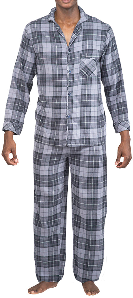 Norty Mens Cotton Poly Blend Yarn Flannel Pajama Lounge Sleep Sets