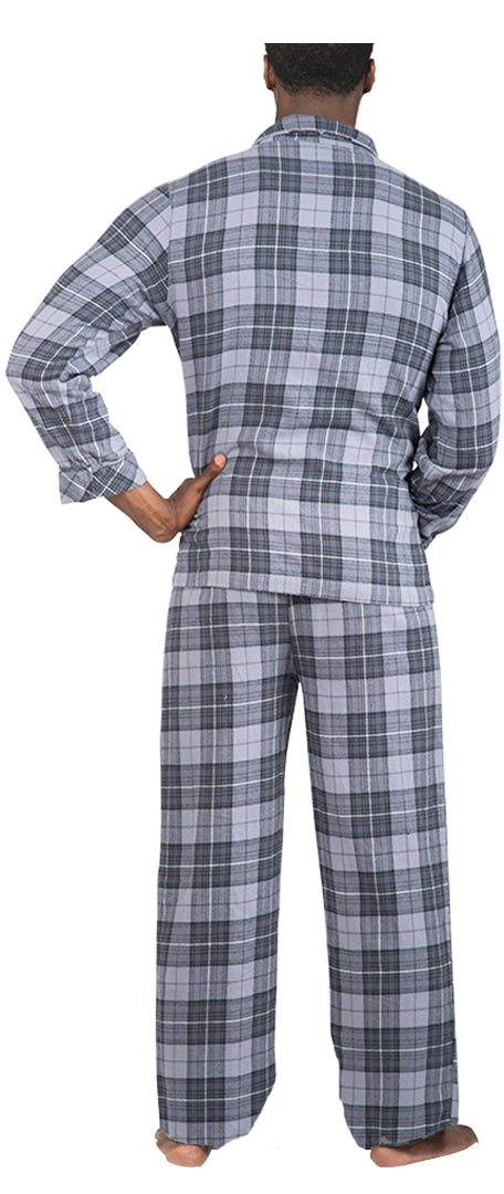 Norty Mens Cotton Poly Blend Yarn Flannel Pajama Lounge Sleep Sets