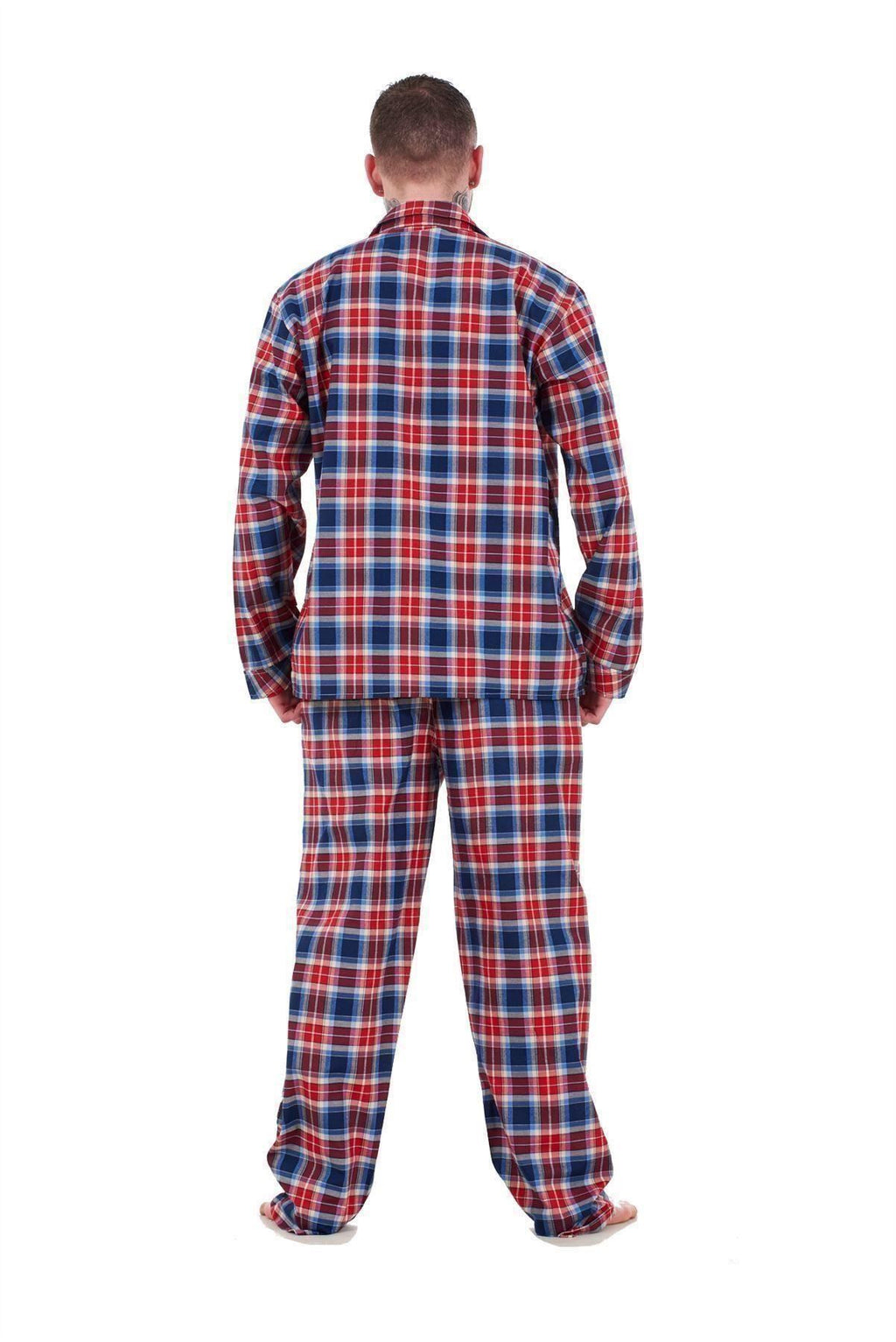 Mens Pyjama Set Yarn Dyed Woven Check Cotton Blend Loungewear Regular Big Size