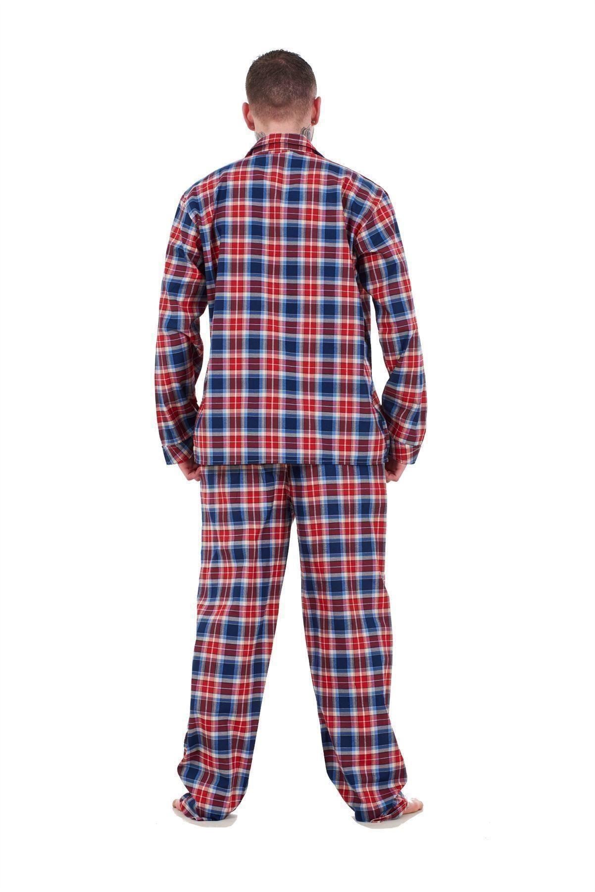 Mens Pyjama Set Yarn Dyed Woven Check Cotton Blend Loungewear Regular Big Size