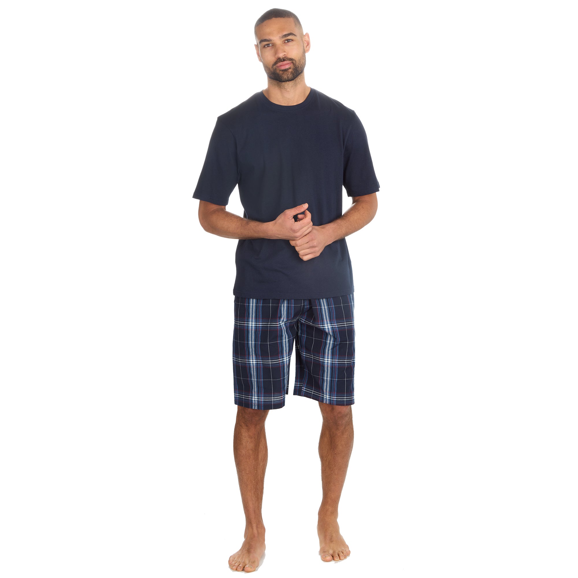 Mens 2-Piece Pyjama Set Short Sleeve T-Shirt Bottoms Loungewear Set S M L XL XXL